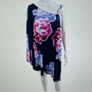 N Natori Womens Floral One Shoulder Top Size XS